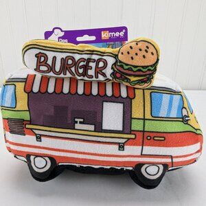 Kimee Burger Food Truck Plush Joy Ride Dog Toy with Squeaker Foodie Pup New